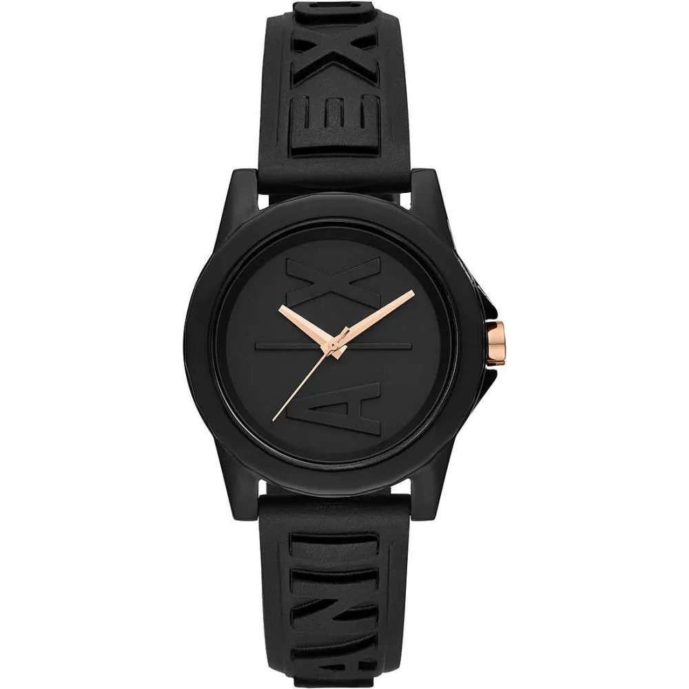 Orologio Donna ARMANI EXCHANGE LADY BANKS AX4369 Silicone Nero NEW