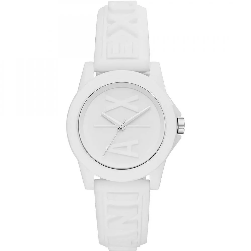 Orologio Donna ARMANI EXCHANGE LADY BANKS AX4366 Silicone Bianco NEW