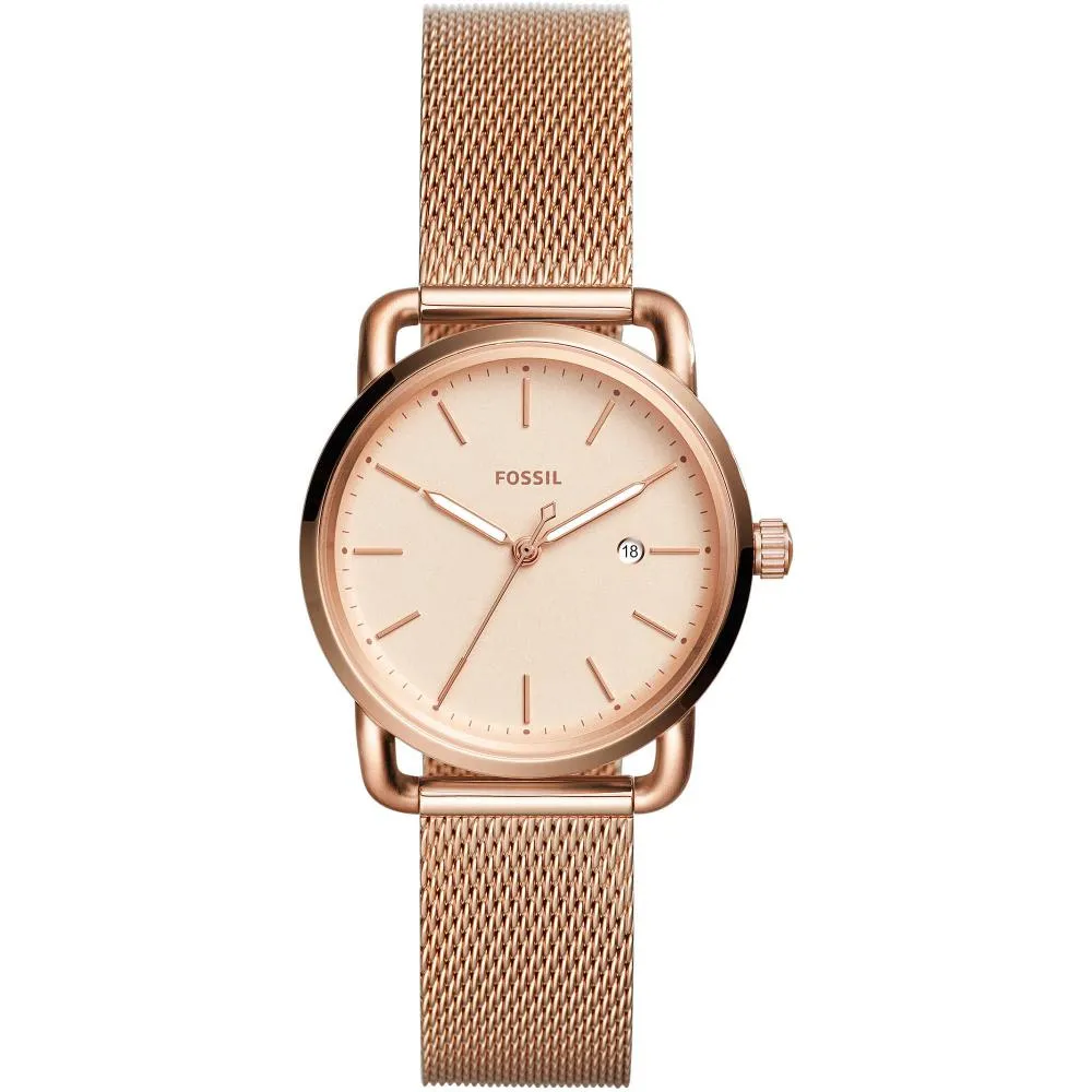 Orologio Donna FOSSIL COMMUTER ES4333 Acciaio Rosè Mesh Maglia Milanese