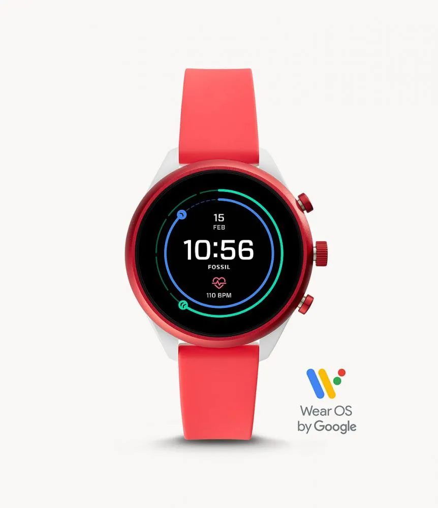 Smartwatch Donna FOSSIL SPORT FTW6027 Silicone Rosso Bianco Touchscreen