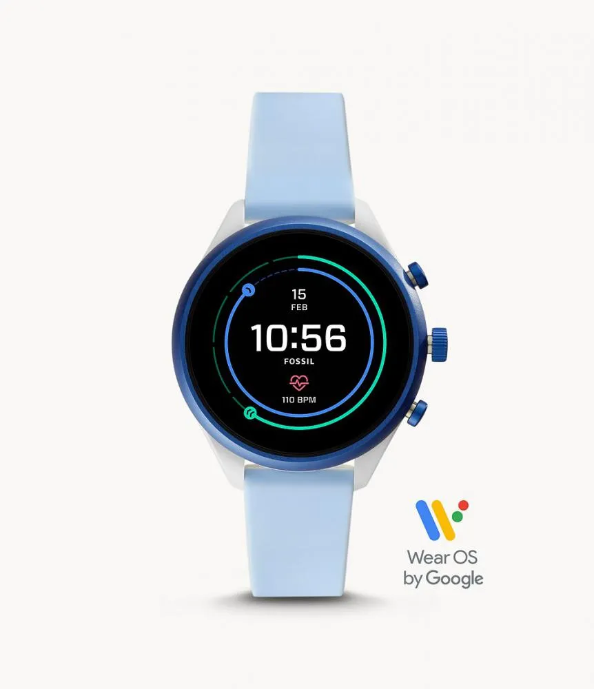 Smartwatch Donna FOSSIL SPORT FTW6026 Silicone Celeste Bianco Touchscreen