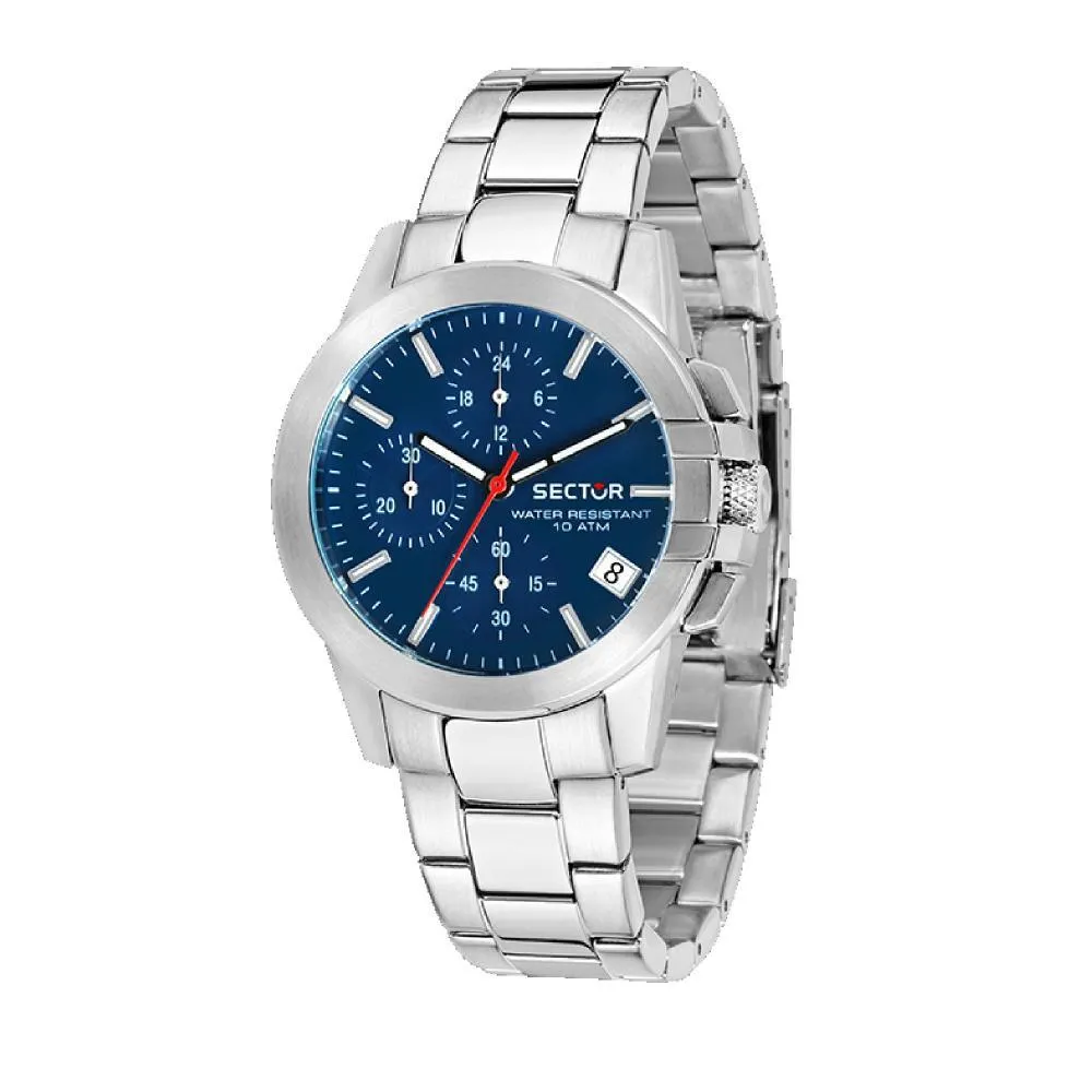 Orologio SECTOR 480 R3273797503 Chrono Bracciale Acciaio Blu Vetro Zaffiro