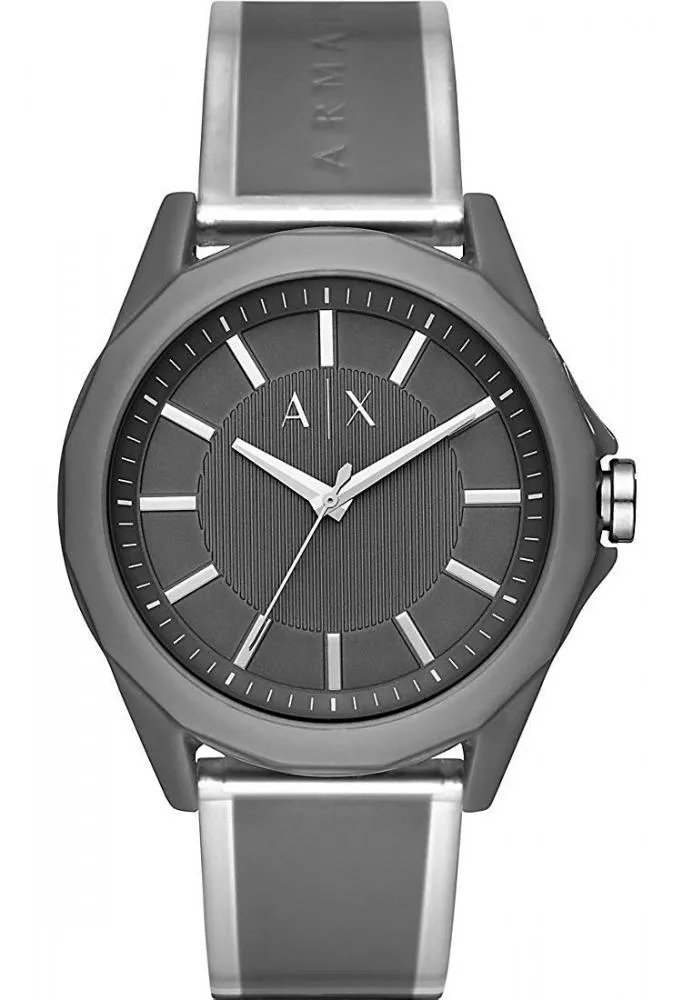 Orologio Uomo ARMANI EXCHANGE DREXLER AX2633 Silicone Grigio Trasparente NEW