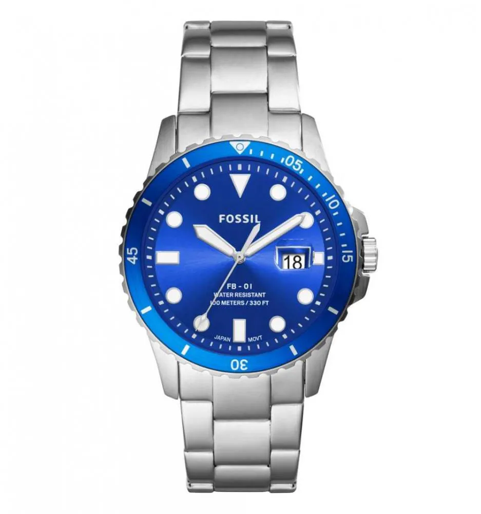 Orologio Uomo FOSSIL FB-01 FS5669 Bracciale Acciaio Blu Vintage