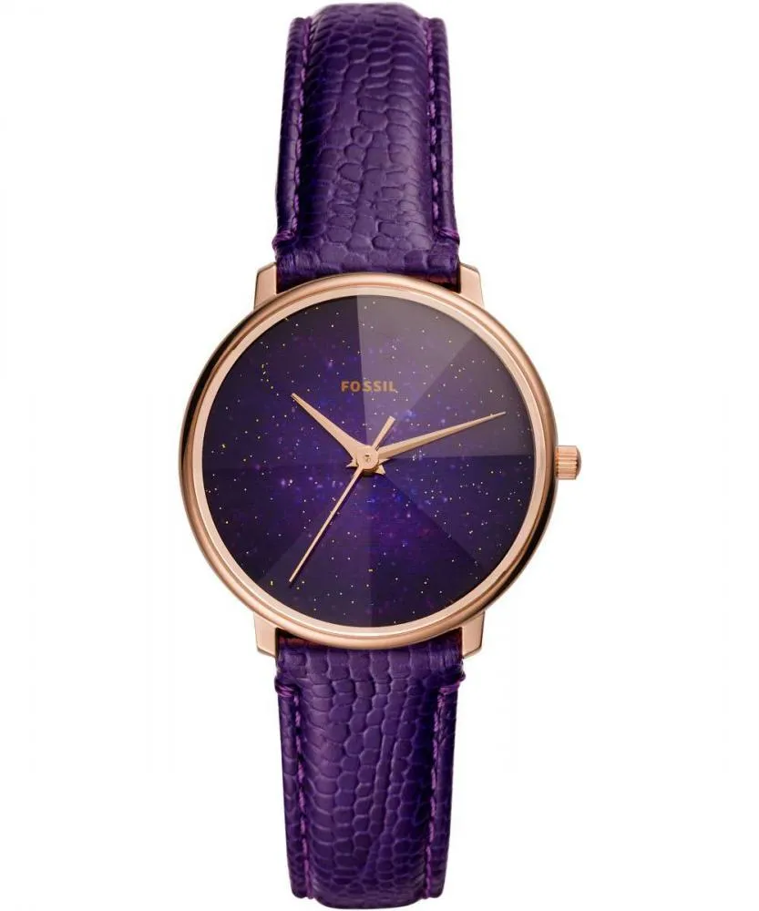 Orologio Donna FOSSIL GALAXY ES4727 Vera Pelle Viola Rosè Glitter