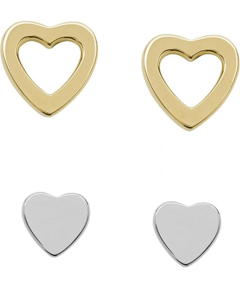 Box Orecchini Donna FOSSIL JFS00454998 Argento 925% Cuori Gold Dorato