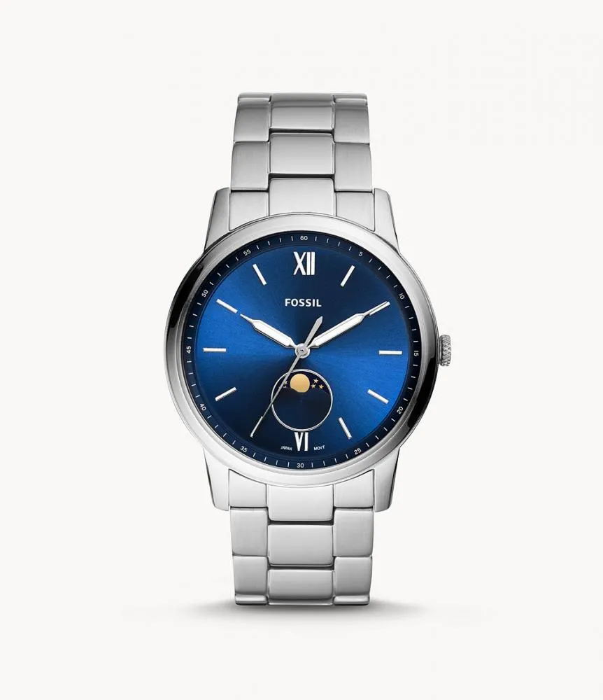 Orologio Uomo FOSSIL THE MINIMALIST 3H FS5618 Bracciale Acciaio Blu NEW