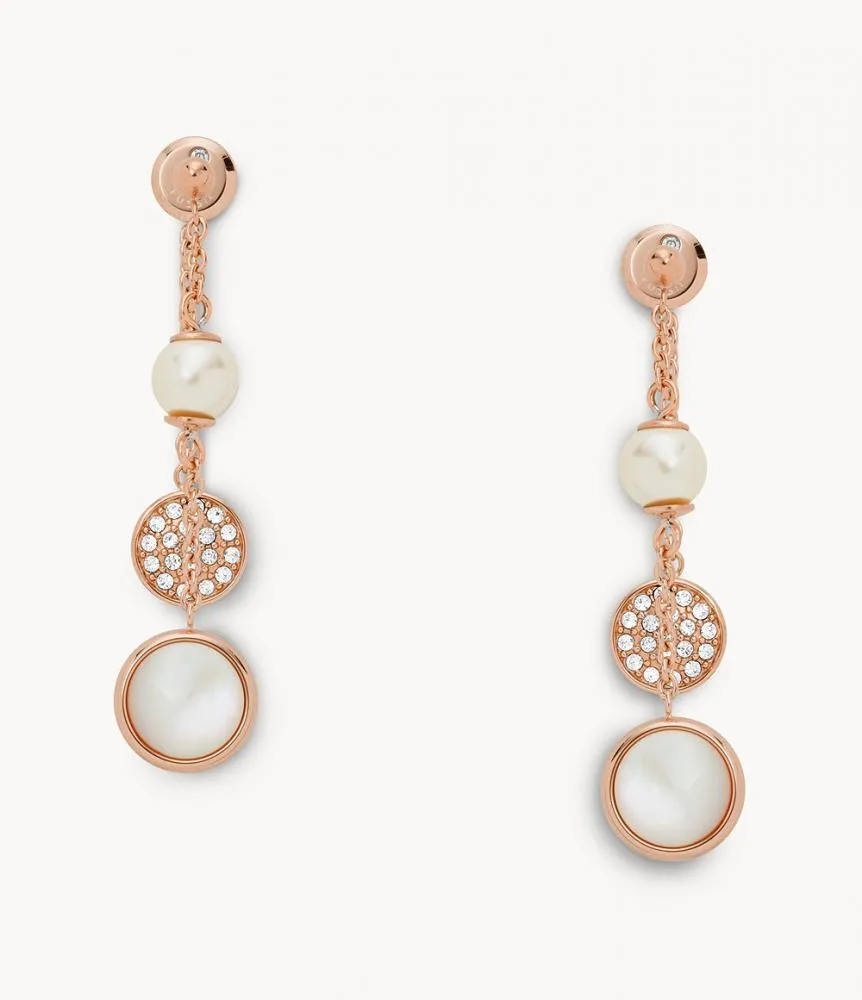 Orecchini Donna FOSSIL CLASSICS JF02958791 Acciaio Rosè Pendenti Swarovski