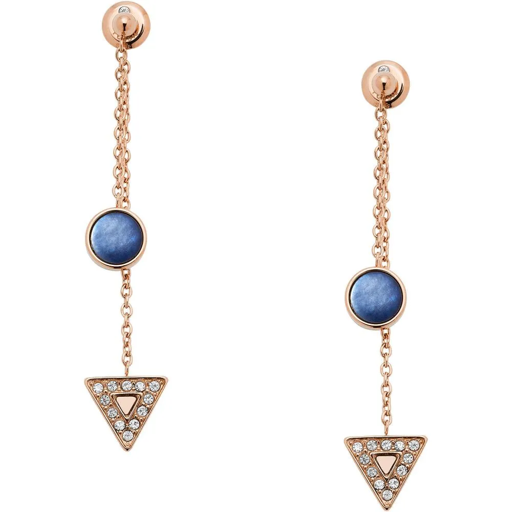 Orecchini Donna FOSSIL CLASSICS JF03010791 Acciaio Rosè Pendenti Swarovski