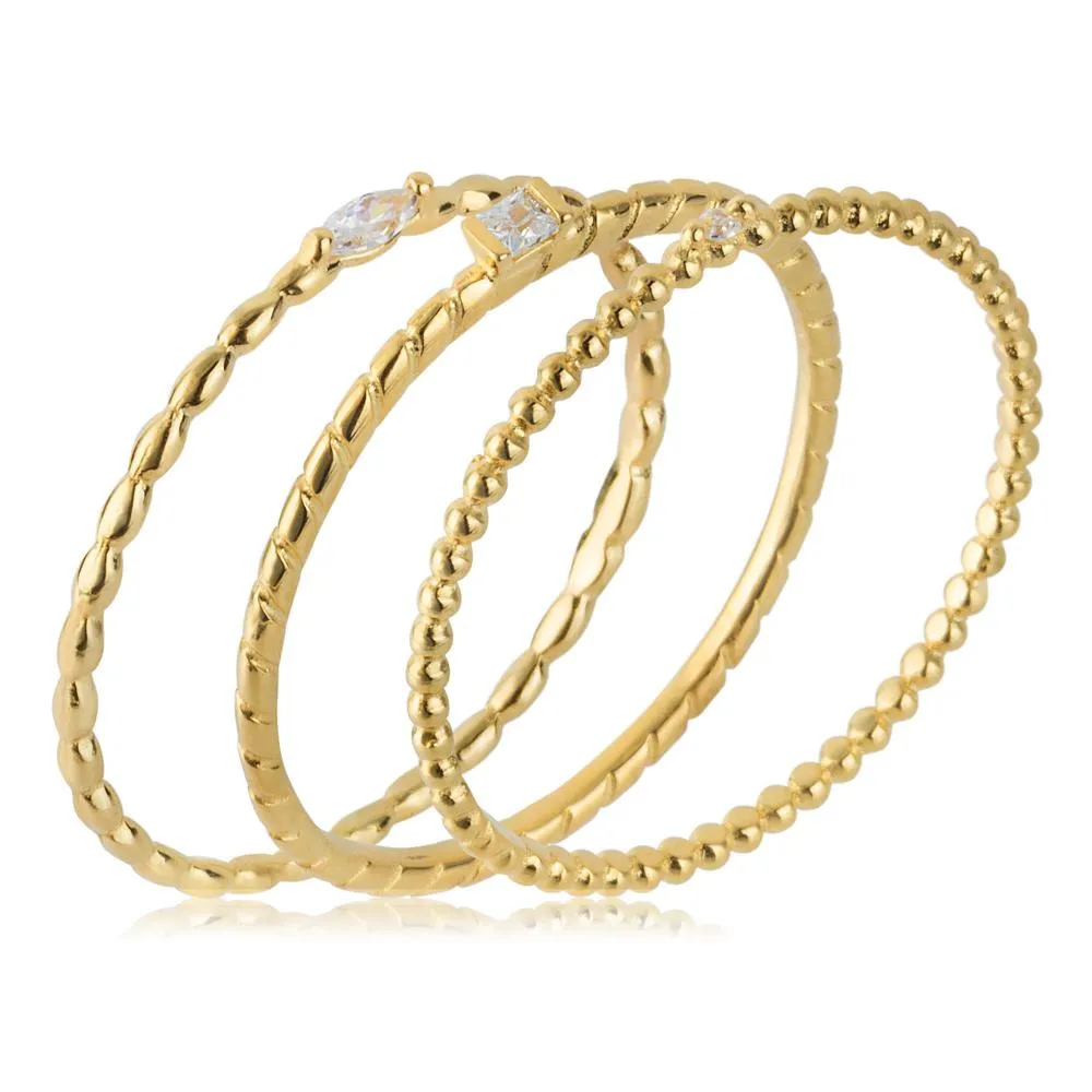 Tris di Anelli Donna MORELLATO 1930 SAHA120 Argento 925% Gold Swarovski 2 Misure