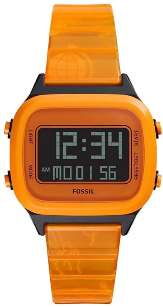 Orologio FOSSIL RETRO DIGITAL FS5678 Silicone Arancione Digitale Dual Time