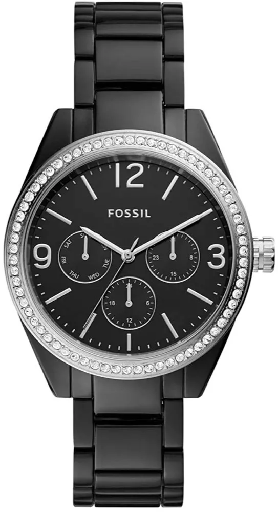 Orologio Donna FOSSIL CALEIGH BQ3342 Multifunzione Acetato Nero Swarovski