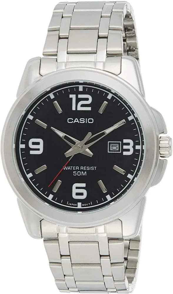 Orologio Uomo CASIO MTP-1314D-1A Bracciale Acciaio Nero Classico Sub 50mt
