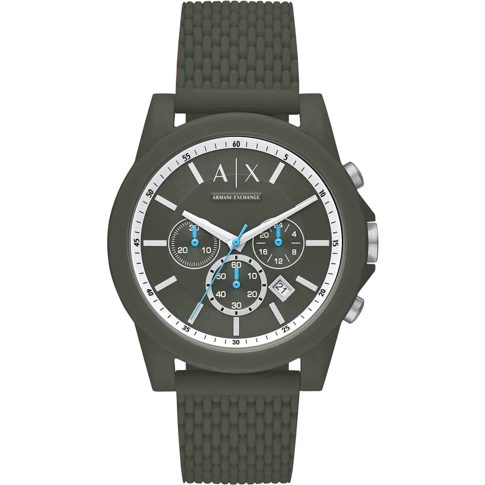 Orologio Uomo ARMANI EXCHANGE OUTERBANKS AX1346 Chrono Silicone Verde Militare