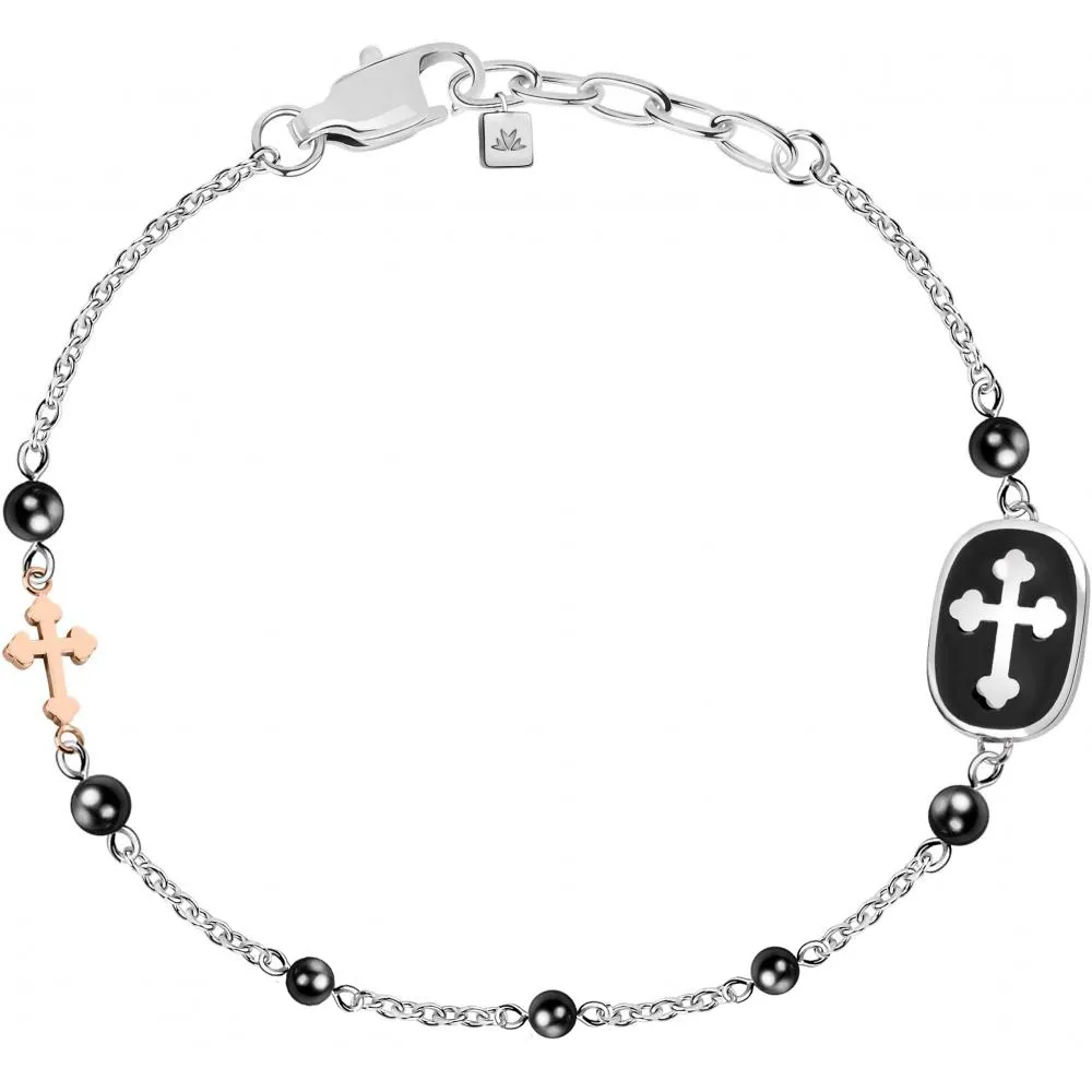 Bracciale Uomo MORELLATO GOD SANF16 Acciaio Inossidabile Croce Rosario Nero