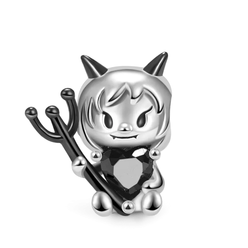 Charm Piccolo diavolo Abbraccia la Pietra Cuore in Argento S925