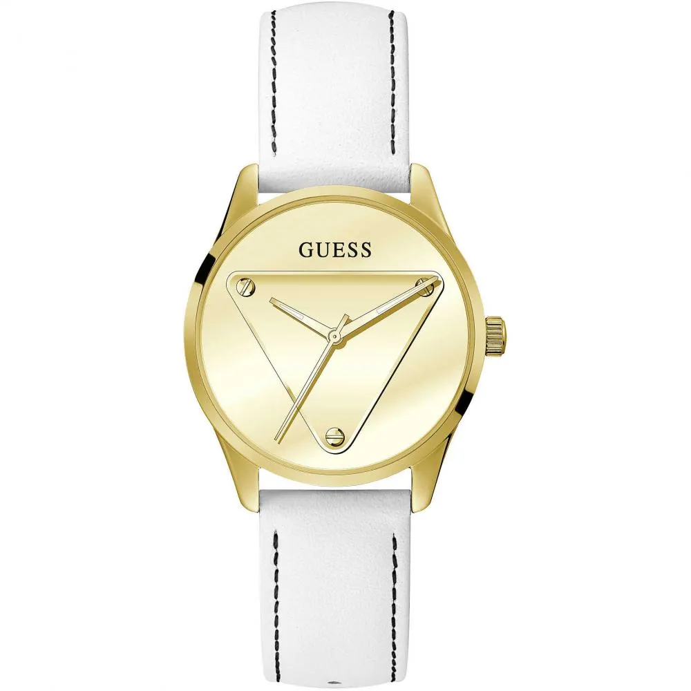 Orologio Donna GUESS EMBLEM GW0399L1 Vera Pelle Bianco Gold Dorato