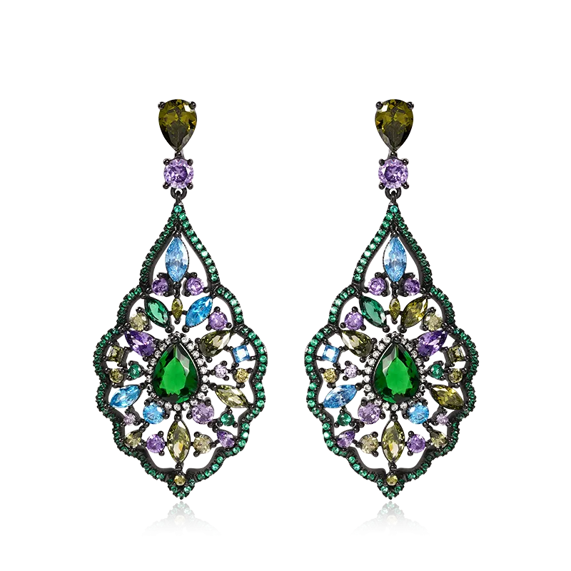 Orecchini Eleganti Verdi Goccia D'Acqua