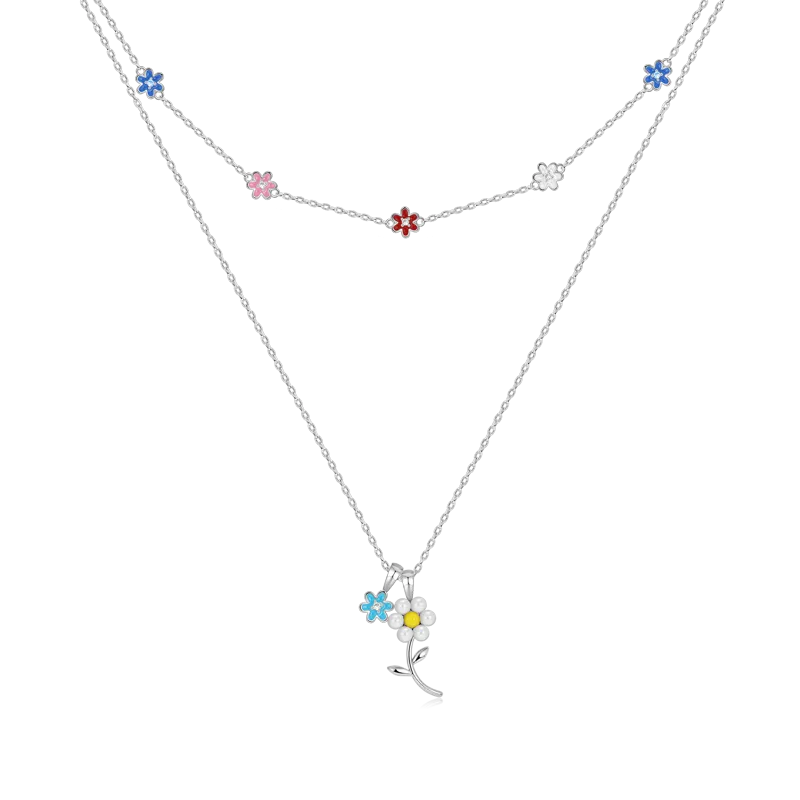 Collana Impilabile Margherita In Argento Sterling 925 Con Smalti Colorati