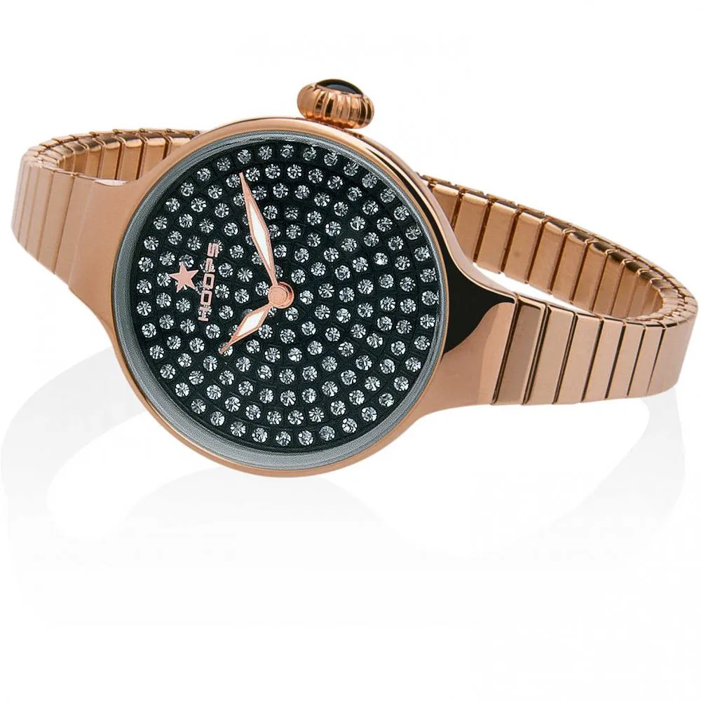 Orologio Donna HOOPS NOUVEAU CHERIE 2601L-RG06 Acciaio Rosè Elastico Nero