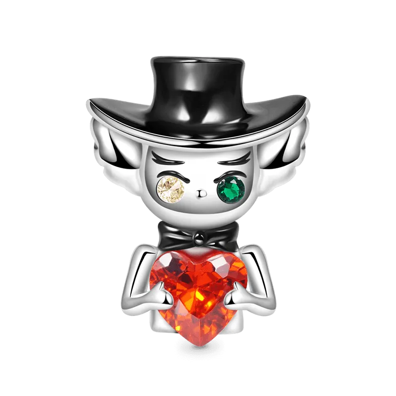 Charm Sig.Cappellaio Matto Abbraccia La Pietra Cuore In Argento S925