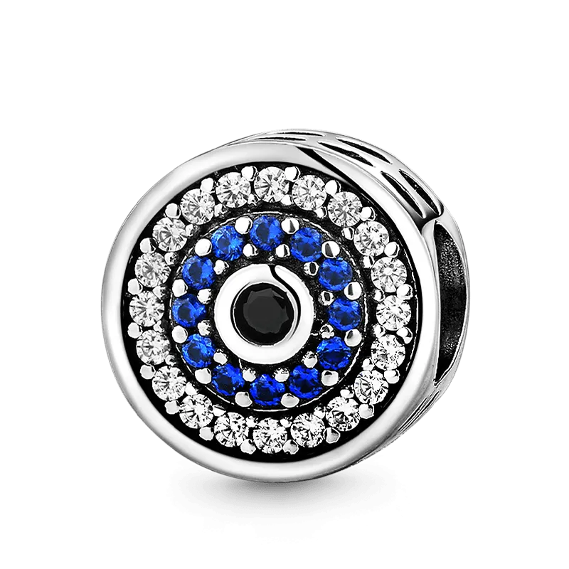 Charm Occhio Del Diavolo in Argento 925 con pietre preziose blu