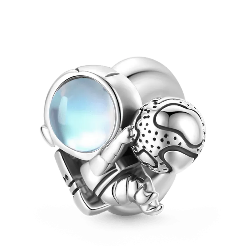 Gnoce Stopper Astronautain In Argento 925 Charm Per Bracciale
