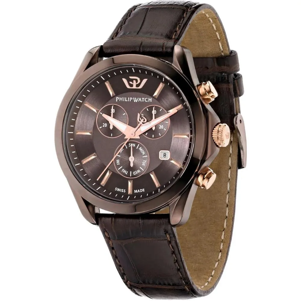 Orologio Uomo PHILIP WATCH BLAZE R8271665003 Chrono Pelle Marrone SWISS MADE