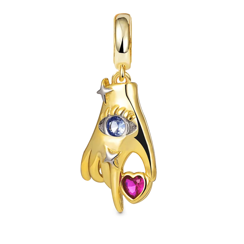 Ciondolo Occhio-Mano in Argento 925 Placcato Oro 18K