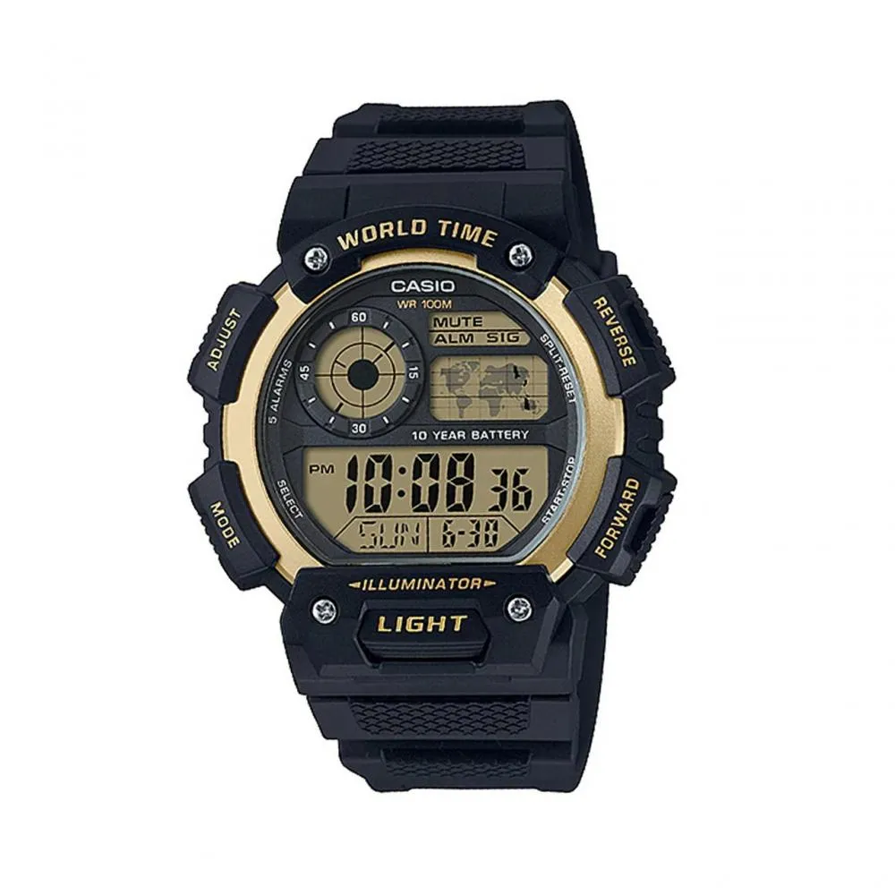 Orologio Uomo CASIO AE-1400WH-9AVDF Silicone Nero Digitale Chrono Alarm Timer
