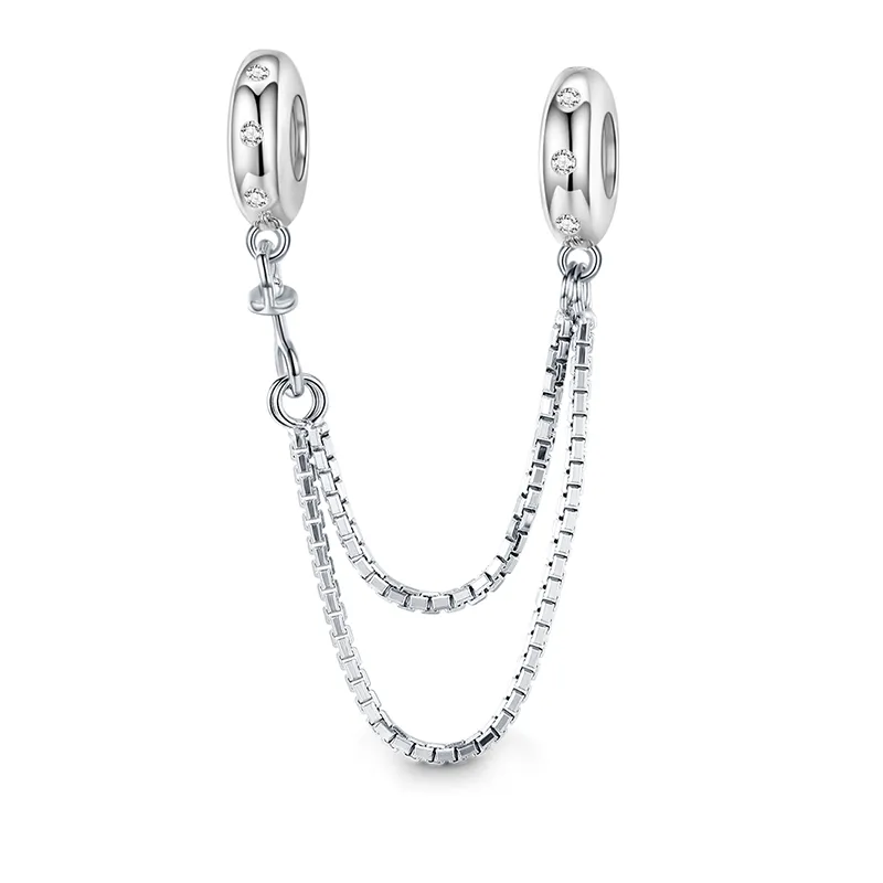 Catenina Di Sicurezza Scintillante in Argento Sterling 925 intarsiato con pietre preziose trasparenti