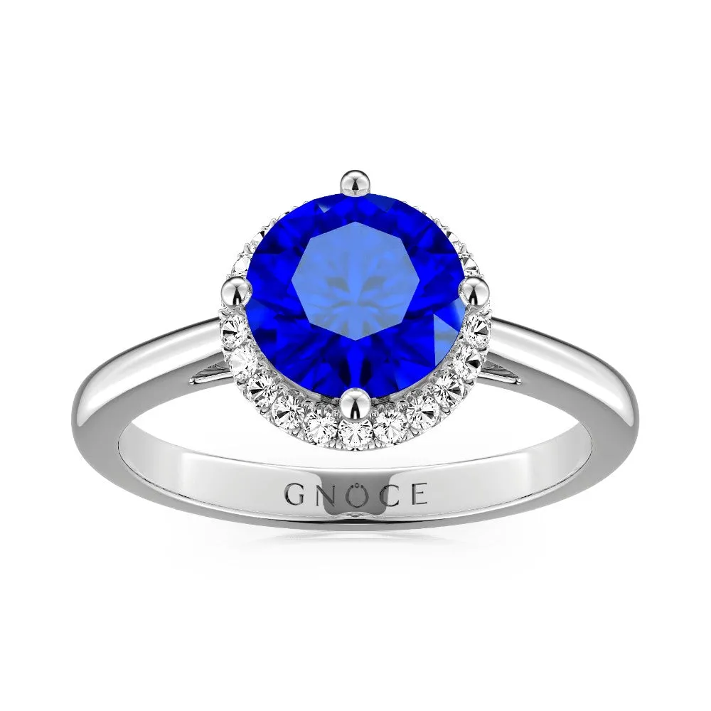 Gnoce Anello Taglio Rotondo Blu