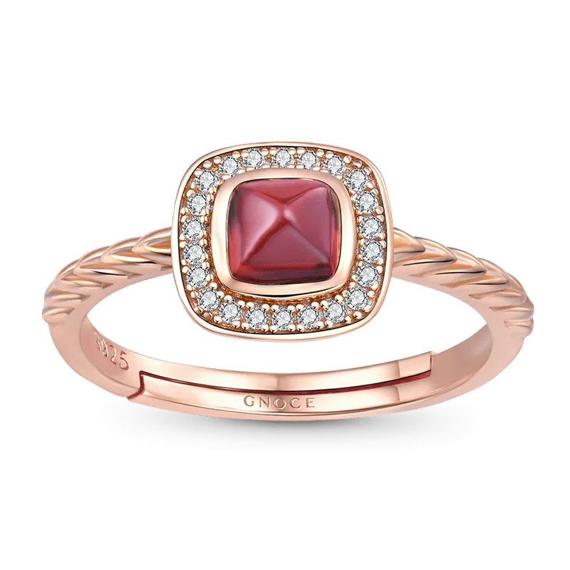 Gnoce Anello Rubino Quadrato