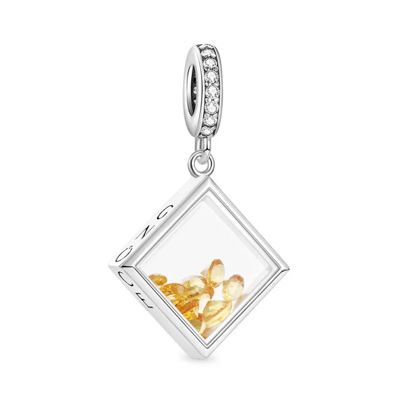 Charm Ciondolo Con Pietra Portafortuna A Forma Di Quadrata