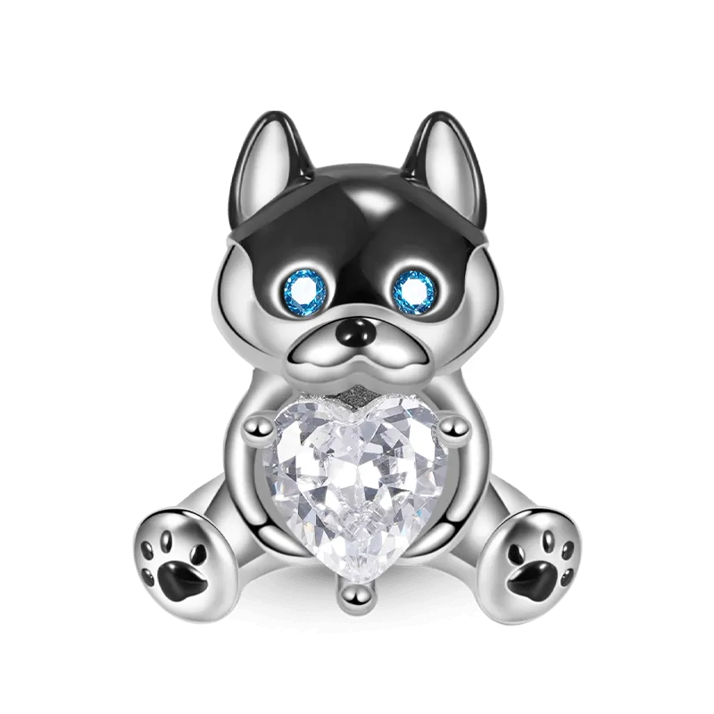 Gnoce Charm Cane Husky Abbraccia la Pietra Cuore