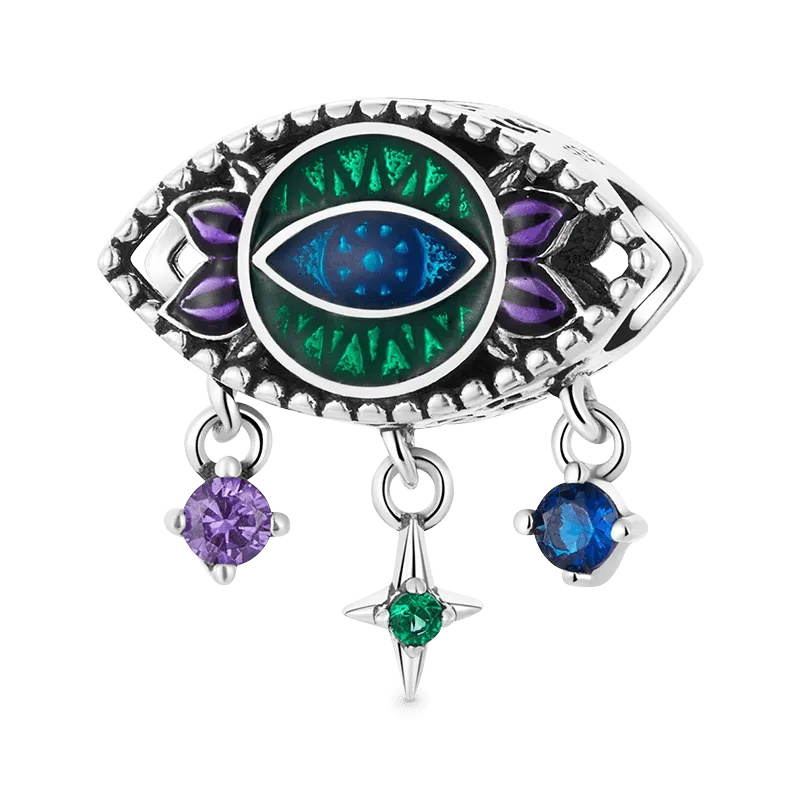 Gnoce Charm Occhio Del Diavolo Con Smalti Verdi E Viola