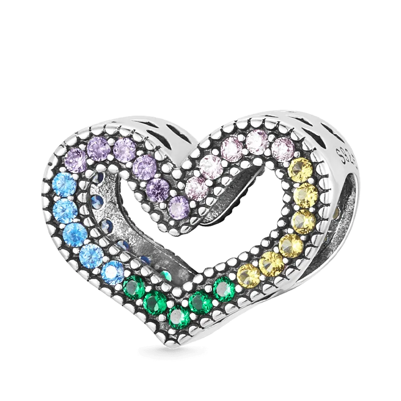 Gnoce Charm Cuore Intarsiato Con Pietre Preziose Colorate