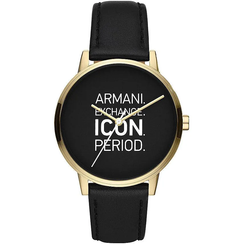 Orologio Uomo ARMANI EXCHANGE CYDE AX2741 Vera Pelle Nero Gold Dorato NEW