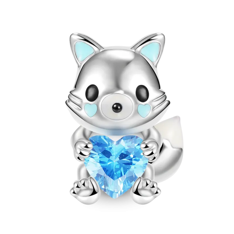 Charm Volpe Artica Abbraccia la Pietra Cuore