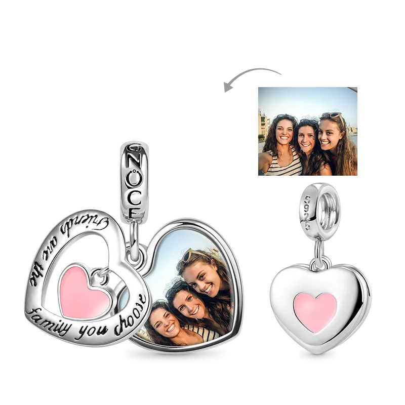 "Gli Amici Sono La Famiglia Che Scegli" Charm Ciondolo Foto A Cuore