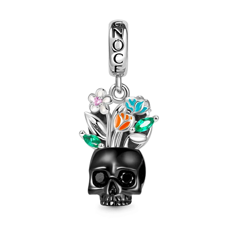 Charm Ciondolo Teschio Vaso Placcato Nero