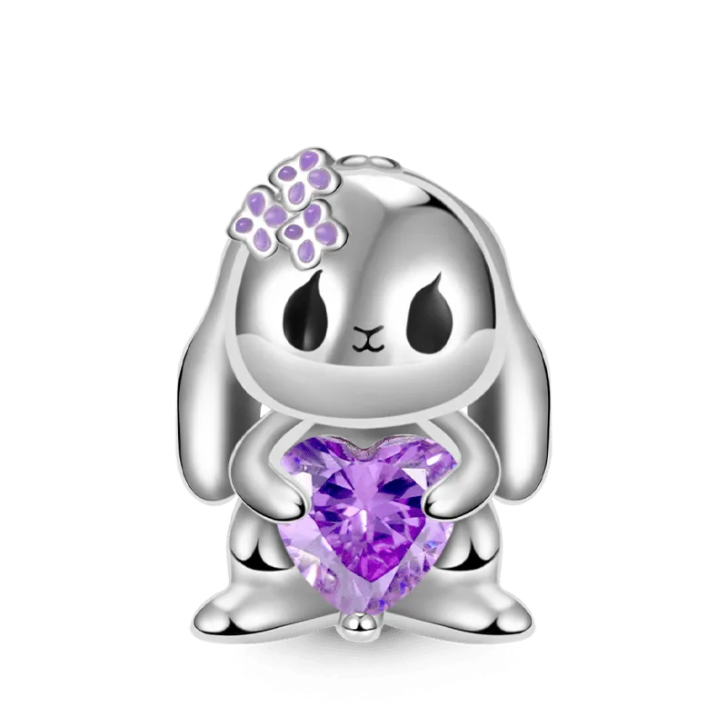 Charm Coniglio Abbraccia La Pietra Cuore