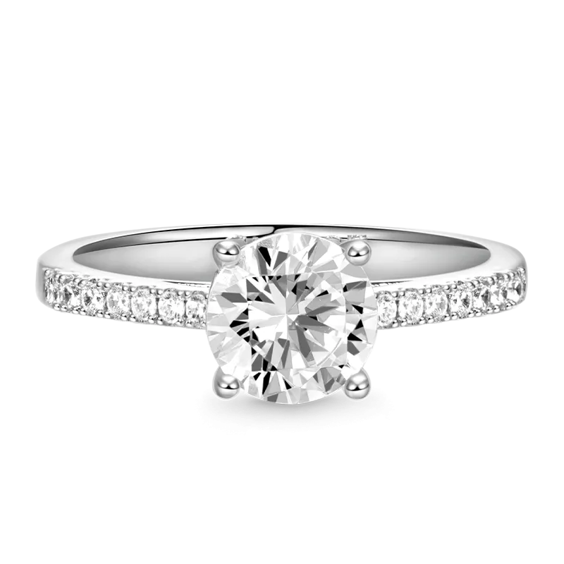 Anello Solitario Rotondo Intarsiato Con Pietre Preziose Trasparenti