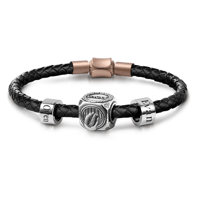 Charm Occhi & Due Charm Personalizzi Con Bracciale Di Pelle Per Uomo