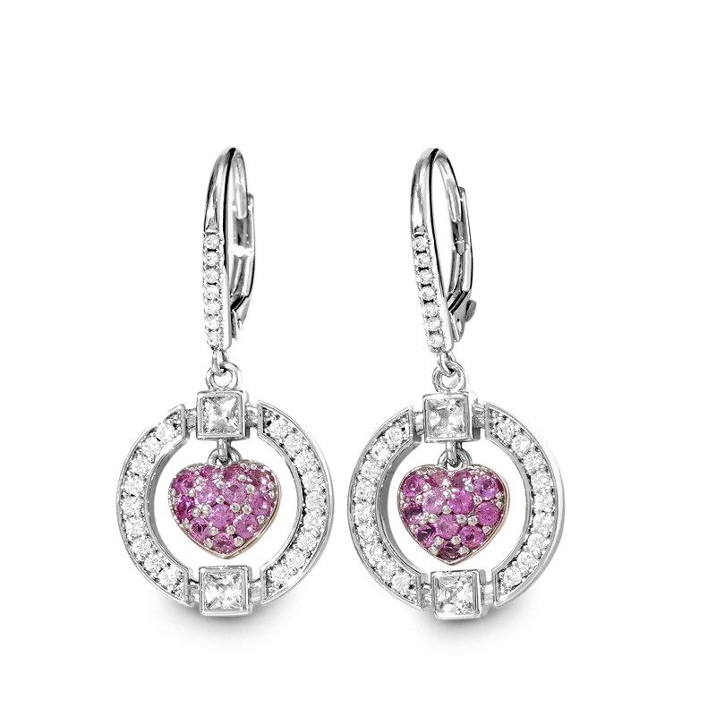 Orecchini Cuore Rosa Intarsiato