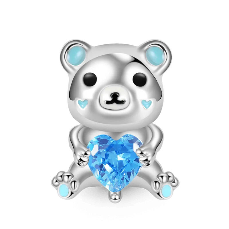 Charm Orso Polare Abbraccia la Pietra Cuore
