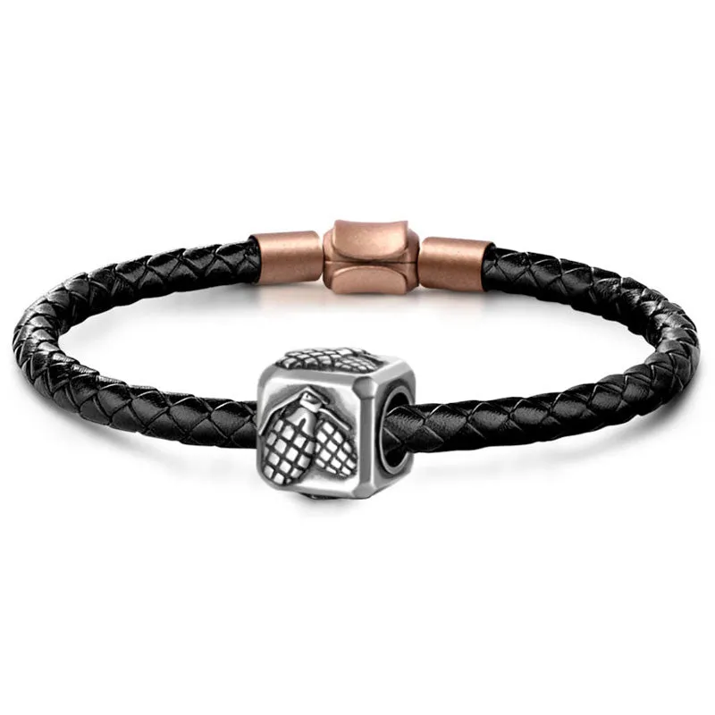 Charm Granata con Bracciale di Pelle per Uomo