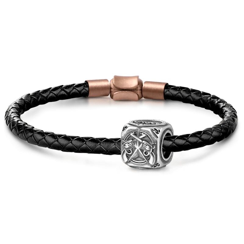 Charm Revolver con Bracciale di Pelle per Uomo