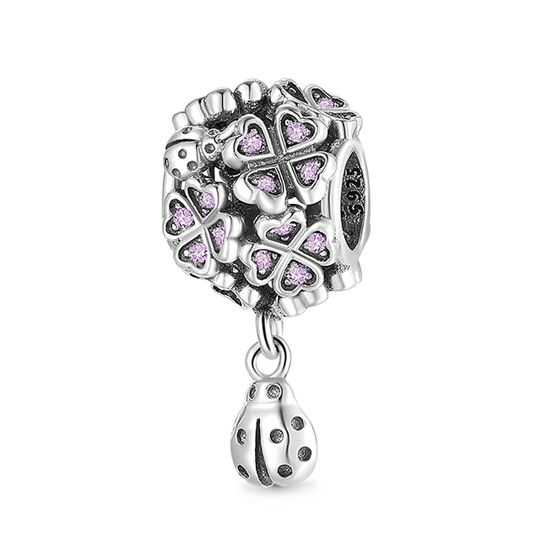 Charm Trifoglio Fortunato & Coccinella In Argento 925