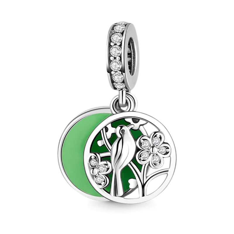 Charm Ciondolo Uccelli E Fiori Con Incisione "You Are My Sunshine" Argento Sterling 925